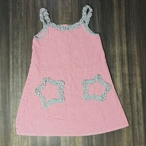 Vintage Duck Head Girls Red‎ Gingham Dress 4T Sleeveless Checkered Pockets